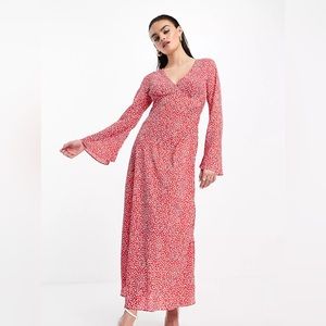 ASOS Red Longsleeve Shift Maxi Dress